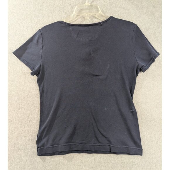 Lauren Ralph Lauren Shirt Womens SZ L Blue Short Sleeve 1/4 Button - Picture 5 of 7